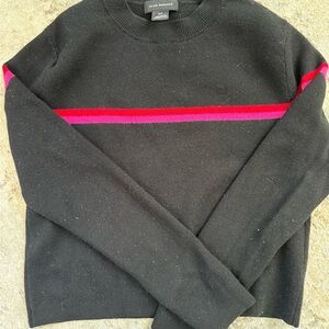 Club Monaco Black Crewneck Sweater with Red Accent